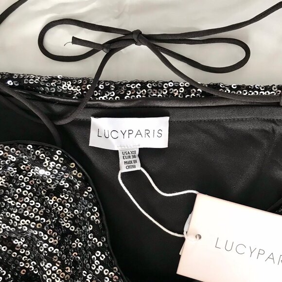 Lucy Paris Black Gown with Sequin Bow - Picture 4 of 6